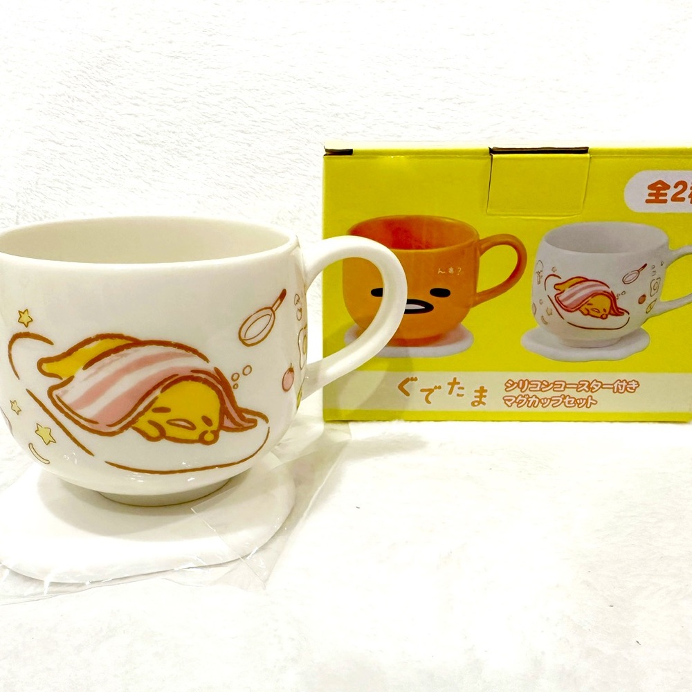 Gudetama - Bacon Gudetama Mug with Sicilian Egg design coaster - BNIB